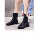 Newest Fashion Leather Snow Women Boots Shoes Motorcycle with Warm Vintage Classic Female Military Autumn Winter Booties