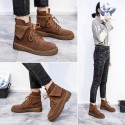 Fashion Popular Women Leather Snow Boots Motorcycle Shoes with Warm Vintage Classic Female Military Autumn Winter Booties